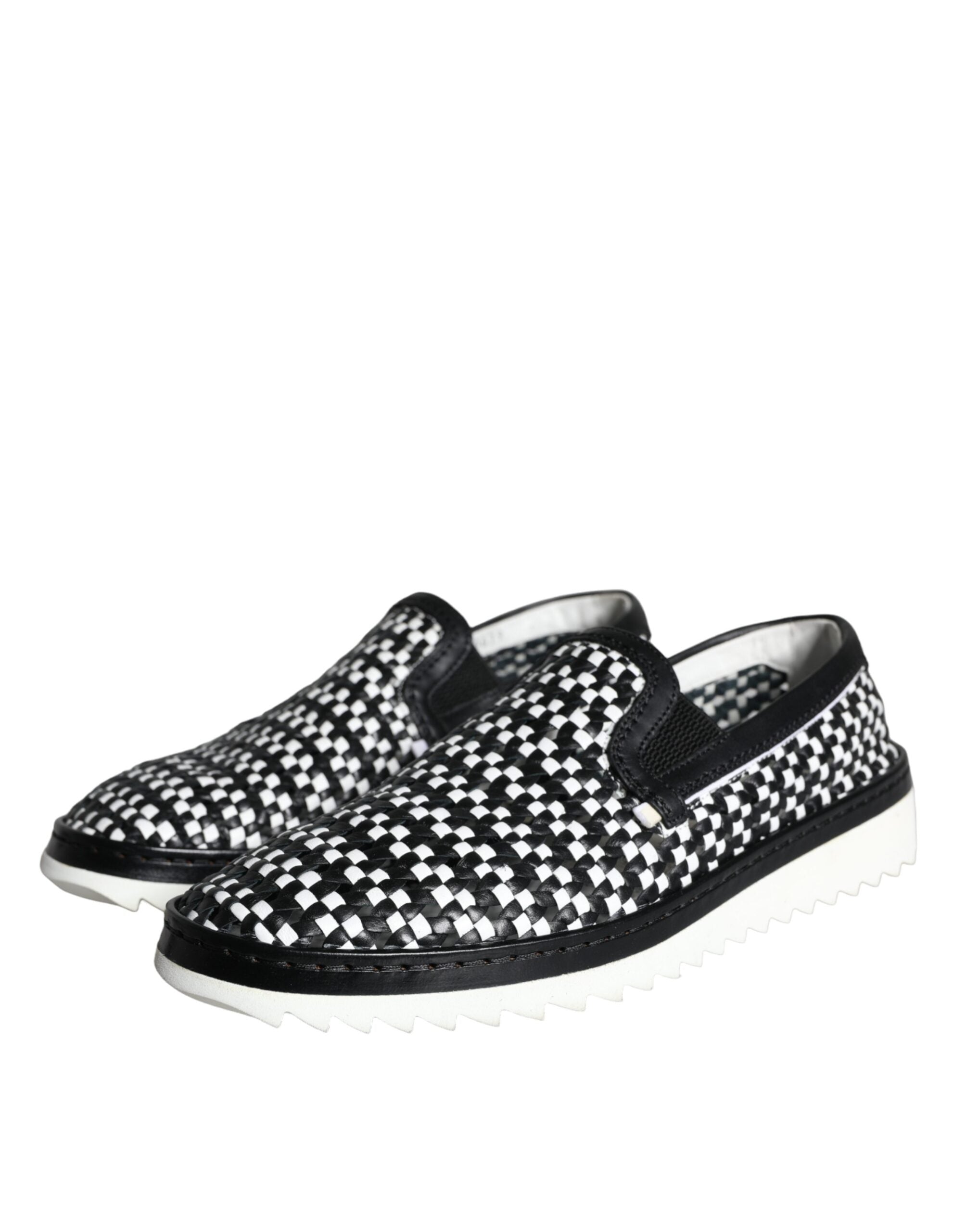 Dolce & Gabbana Black White Weaved Slip On Men Loafers Shoes -   -  Dolce & Gabbana. Dolce & Gabbana Black White Weaved Slip On Men Loafers Shoes -   -  Dolce & Gabbana.