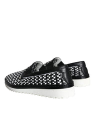 Dolce & Gabbana Black White Weaved Slip On Men Loafers Shoes -   -  Dolce & Gabbana.