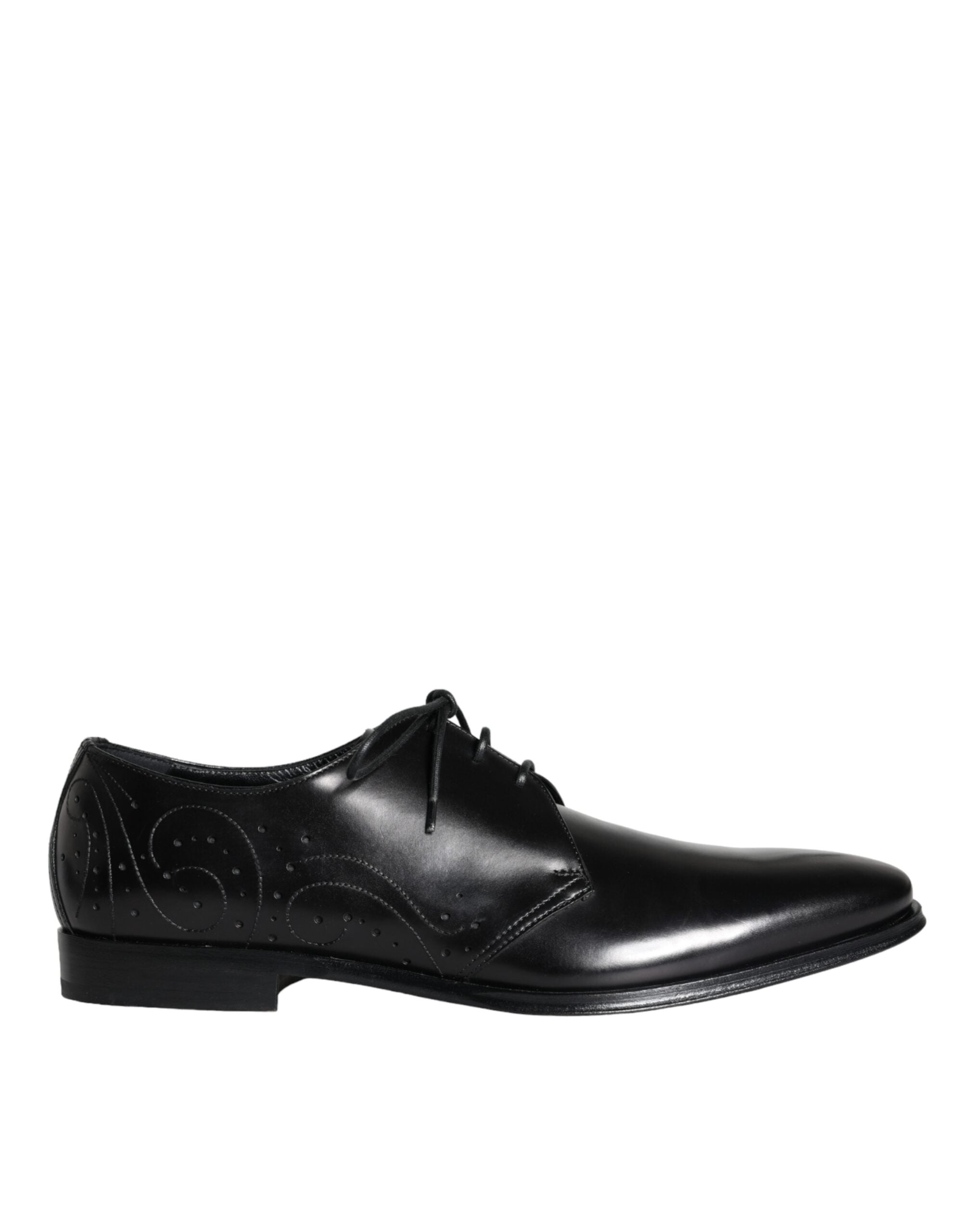 Dolce & Gabbana Black Calfskin Leather Derby Men Dress Shoes -   -  Dolce & Gabbana.