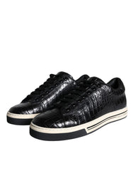 Dolce & Gabbana Black Leather Men Low Top Sneakers Shoes -   -  Dolce & Gabbana.