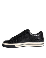Dolce & Gabbana Black Leather Men Low Top Sneakers Shoes -   -  Dolce & Gabbana.
