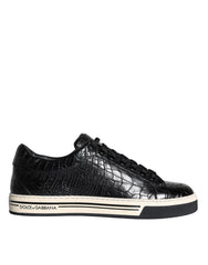 Dolce & Gabbana Black Leather Men Low Top Sneakers Shoes -   -  Dolce & Gabbana.