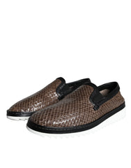 Dolce & Gabbana Brown Black Leather Weaved Men Loafers Shoes -   -  Dolce & Gabbana.