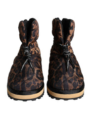 Dolce & Gabbana Brown Leopard Ankle Boots Padded Shoes -   -  Dolce & Gabbana.