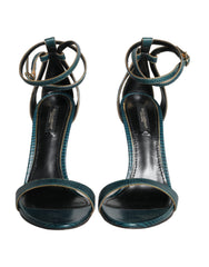 Dolce & Gabbana Dark Green Calf Leather Heels Sandals Shoes -   -  Dolce & Gabbana.