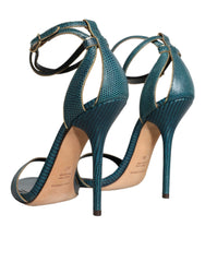 Dolce & Gabbana Dark Green Calf Leather Heels Sandals Shoes -   -  Dolce & Gabbana.