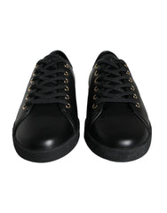 Dolce & Gabbana Black Gold Leather Classic Sneakers Shoes -   -  Dolce & Gabbana.