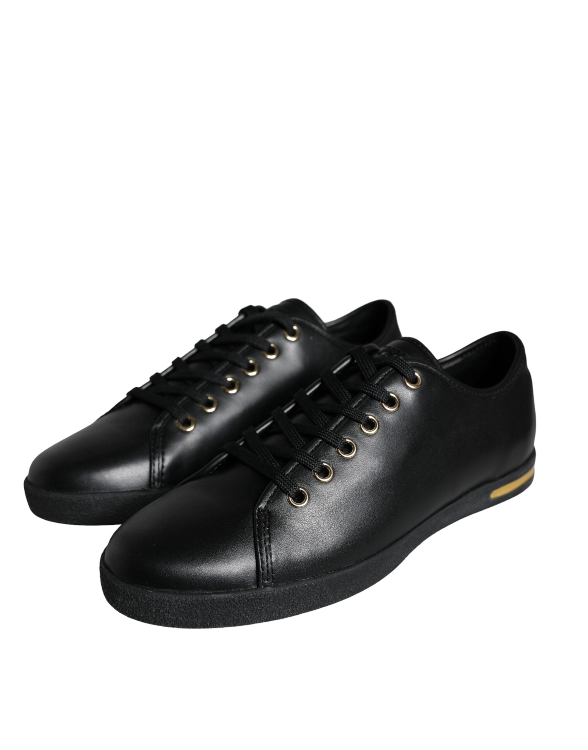 Dolce & Gabbana Black Gold Leather Classic Sneakers Shoes -   -  Dolce & Gabbana. Dolce & Gabbana Black Gold Leather Classic Sneakers Shoes -   -  Dolce & Gabbana.