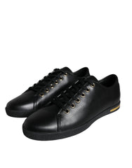 Dolce & Gabbana Black Gold Leather Classic Sneakers Shoes -   -  Dolce & Gabbana.