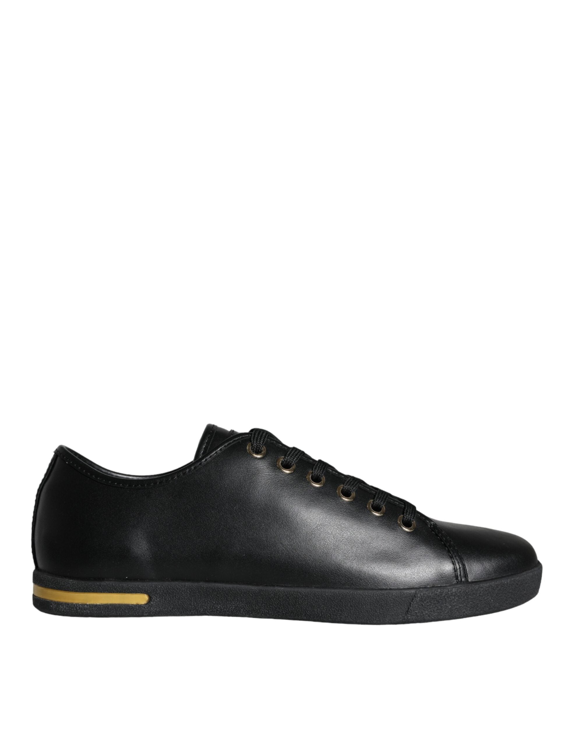 Dolce & Gabbana Black Gold Leather Classic Sneakers Shoes -   -  Dolce & Gabbana.