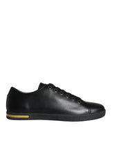 Dolce & Gabbana Black Gold Leather Classic Sneakers Shoes -   -  Dolce & Gabbana.