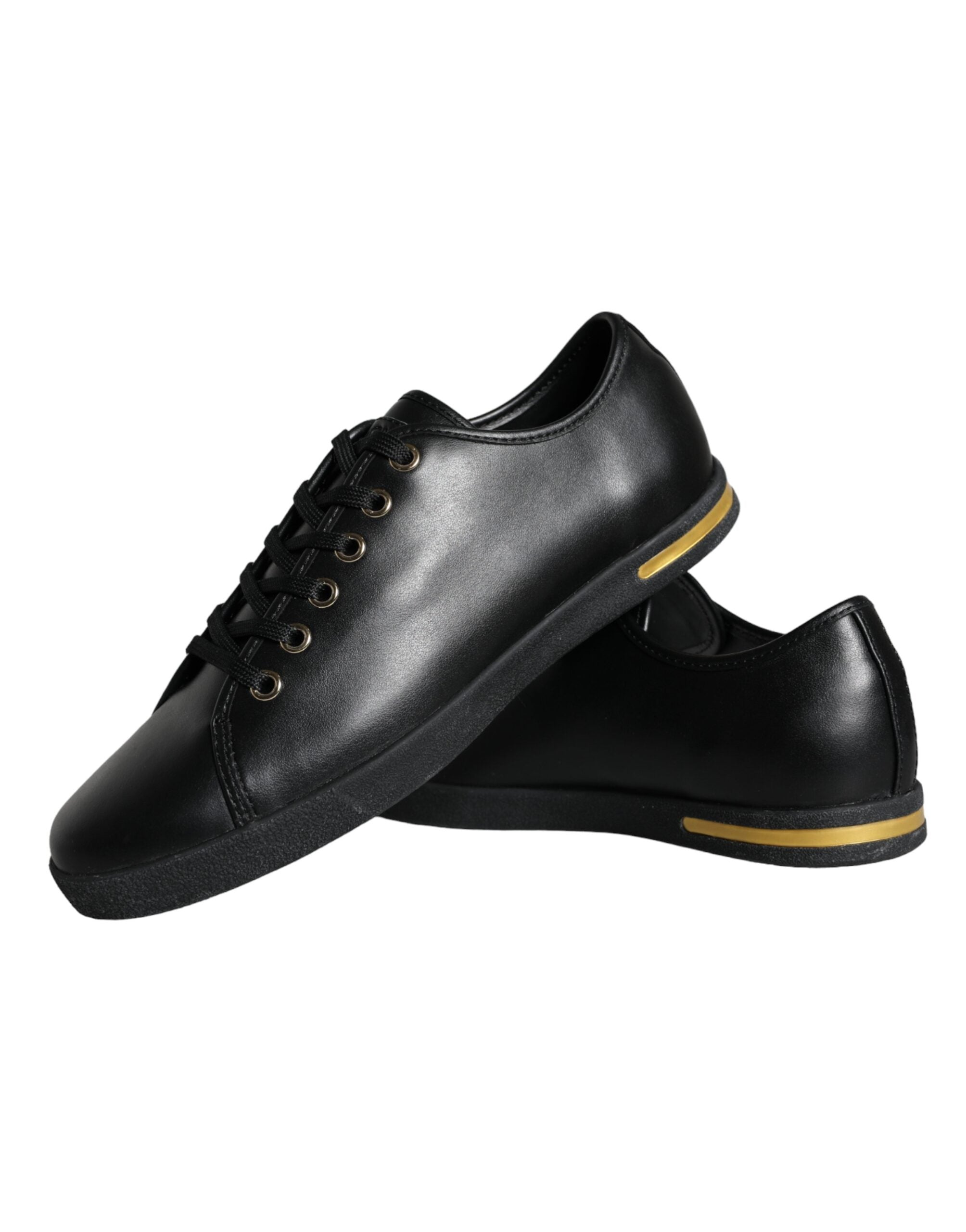 Dolce & Gabbana Black Gold Leather Classic Sneakers Shoes -   -  Dolce & Gabbana. Dolce & Gabbana Black Gold Leather Classic Sneakers Shoes -   -  Dolce & Gabbana.