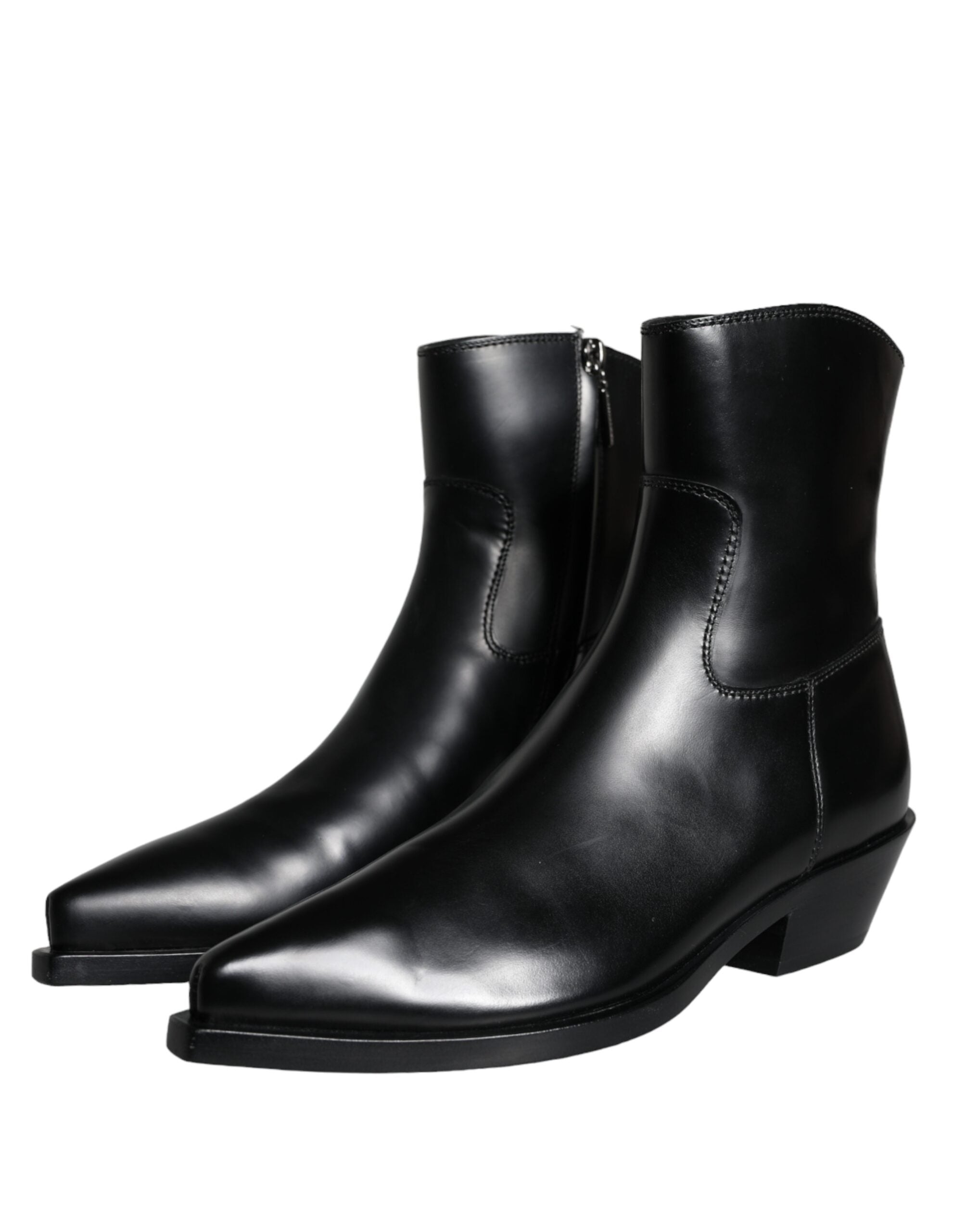 Dolce & Gabbana Black Leather Ankle Boots Booties Shoes -   -  Dolce & Gabbana. Dolce & Gabbana Black Leather Ankle Boots Booties Shoes -   -  Dolce & Gabbana.