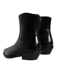 Dolce & Gabbana Black Leather Ankle Boots Booties Shoes -   -  Dolce & Gabbana.