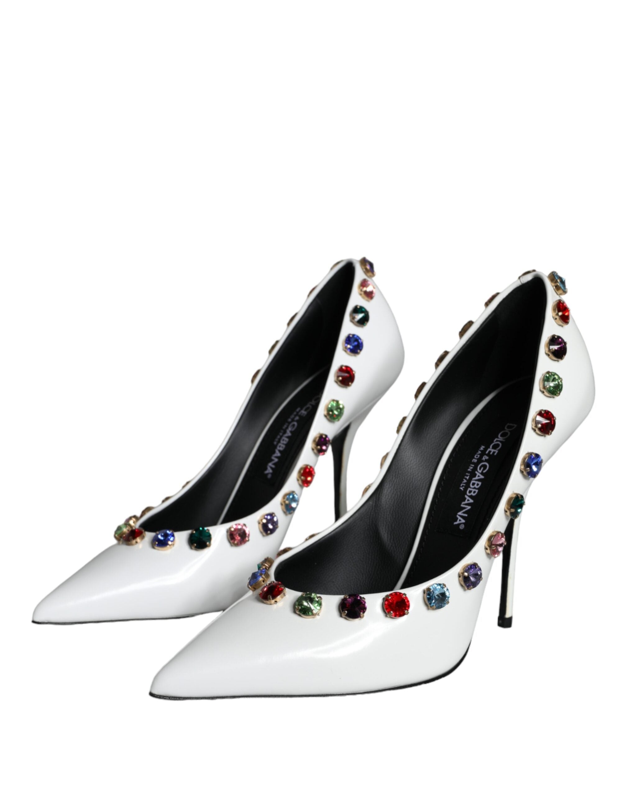 Dolce & Gabbana White Crystal Leather High Heels Pumps Shoes -   -  Dolce & Gabbana. Dolce & Gabbana White Crystal Leather High Heels Pumps Shoes -   -  Dolce & Gabbana.
