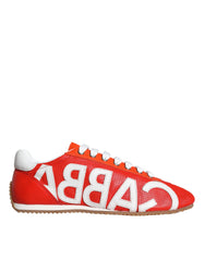 Dolce & Gabbana Red White Leather Logo Casual Sneakers Shoes -   -  Dolce & Gabbana.