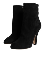 Dolce & Gabbana Black Suede Leather Mid Calf Boots Shoes -   -  Dolce & Gabbana.