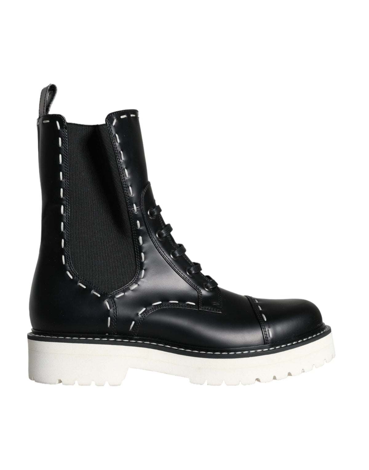 Dolce & Gabbana Black Leather Combat Mid Calf Boots Shoes -   -  Dolce & Gabbana.