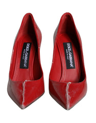 Dolce & Gabbana Red Patent Leather Faux Pearl Heels Pumps Shoes -   -  Dolce & Gabbana.
