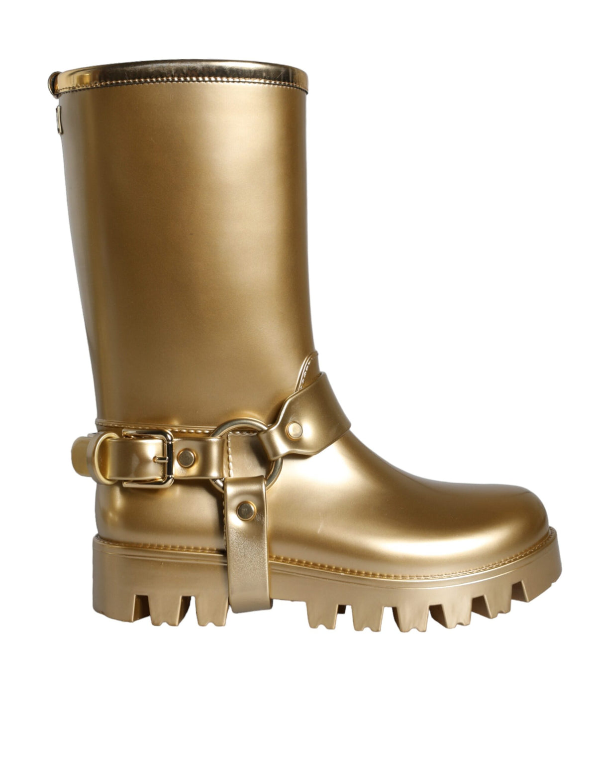 Dolce & Gabbana Metallic Gold Rubber PVC Rain Boots Shoes -   -  Dolce & Gabbana.