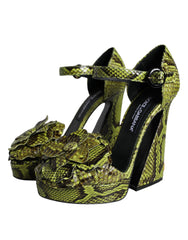 Dolce & Gabbana Green Exotic Leather Ankle Strap Heels Sandals Shoes -   -  Dolce & Gabbana.