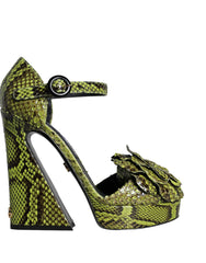 Dolce & Gabbana Green Exotic Leather Ankle Strap Heels Sandals Shoes -   -  Dolce & Gabbana.