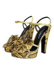 Dolce & Gabbana Yellow Exotic Leather Ankle Strap Heels Sandals Shoes -   -  Dolce & Gabbana.