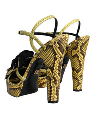 Dolce & Gabbana Yellow Exotic Leather Ankle Strap Heels Sandals Shoes -   -  Dolce & Gabbana.