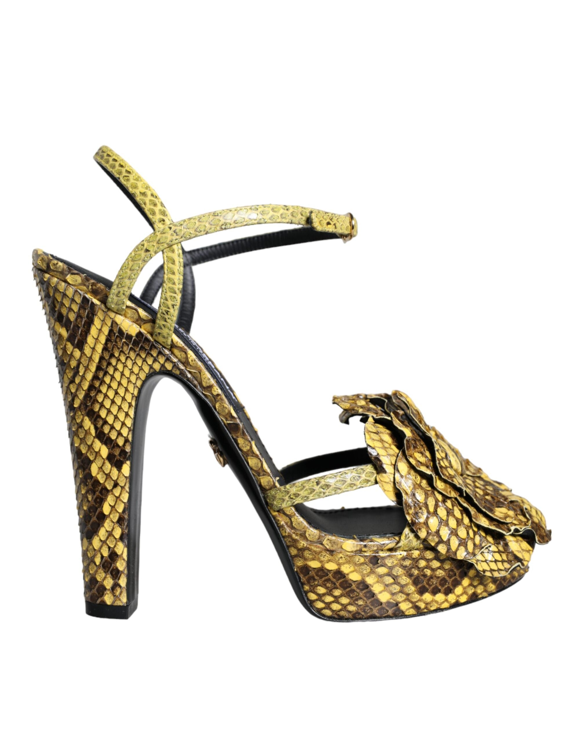 Dolce & Gabbana Yellow Exotic Leather Ankle Strap Heels Sandals Shoes -   -  Dolce & Gabbana.