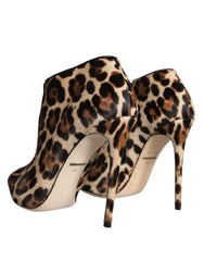 Dolce & Gabbana Brown Leopard Calf Fur Heels Ankle Boots Shoes -   -  Dolce & Gabbana.
