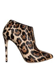 Dolce & Gabbana Brown Leopard Calf Fur Heels Ankle Boots Shoes -   -  Dolce & Gabbana.