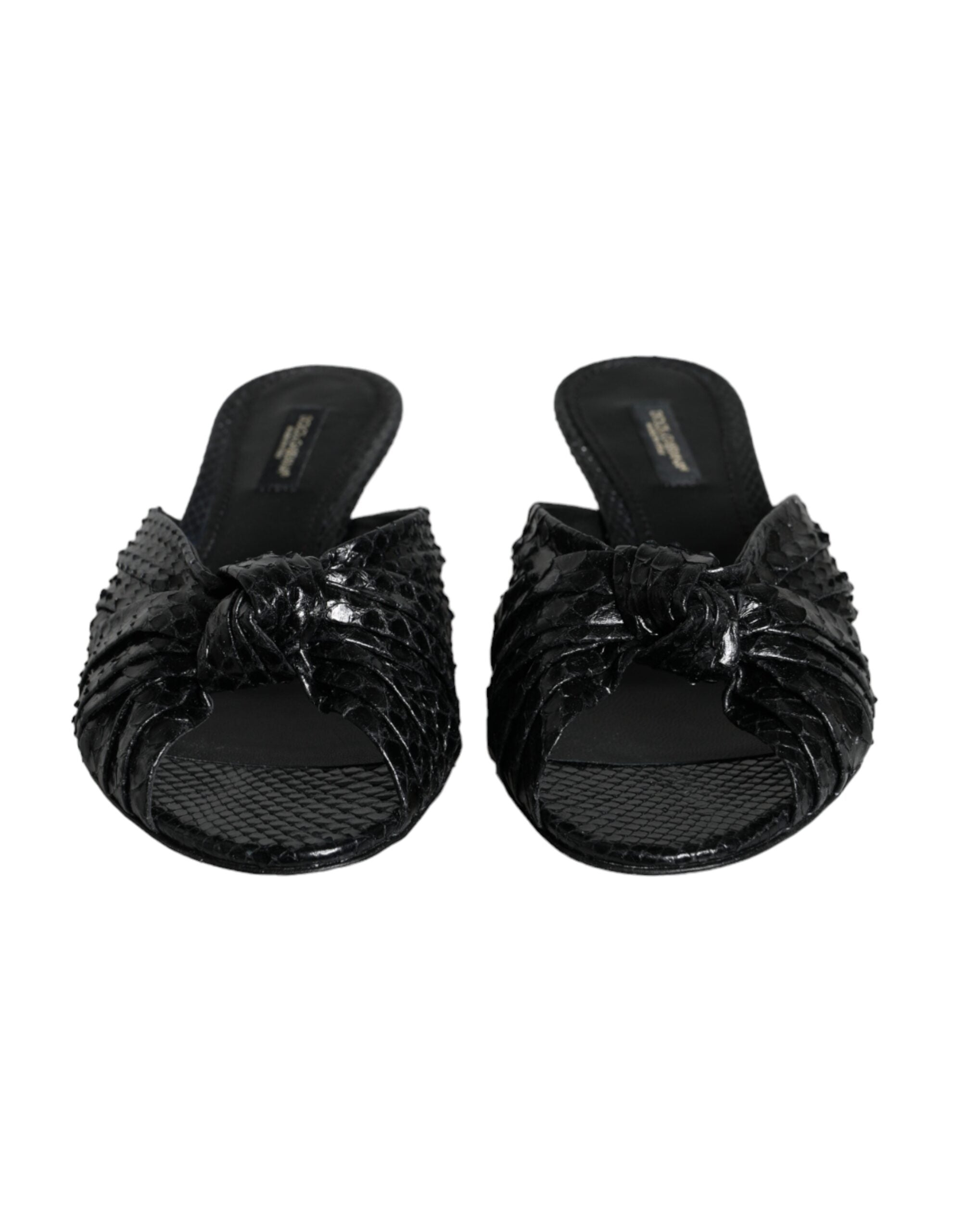 Dolce & Gabbana Black Leather Heels Slides Sandals Shoes -   -  Dolce & Gabbana. Dolce & Gabbana Black Leather Heels Slides Sandals Shoes -   -  Dolce & Gabbana.