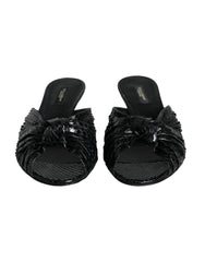 Dolce & Gabbana Black Leather Heels Slides Sandals Shoes -   -  Dolce & Gabbana.