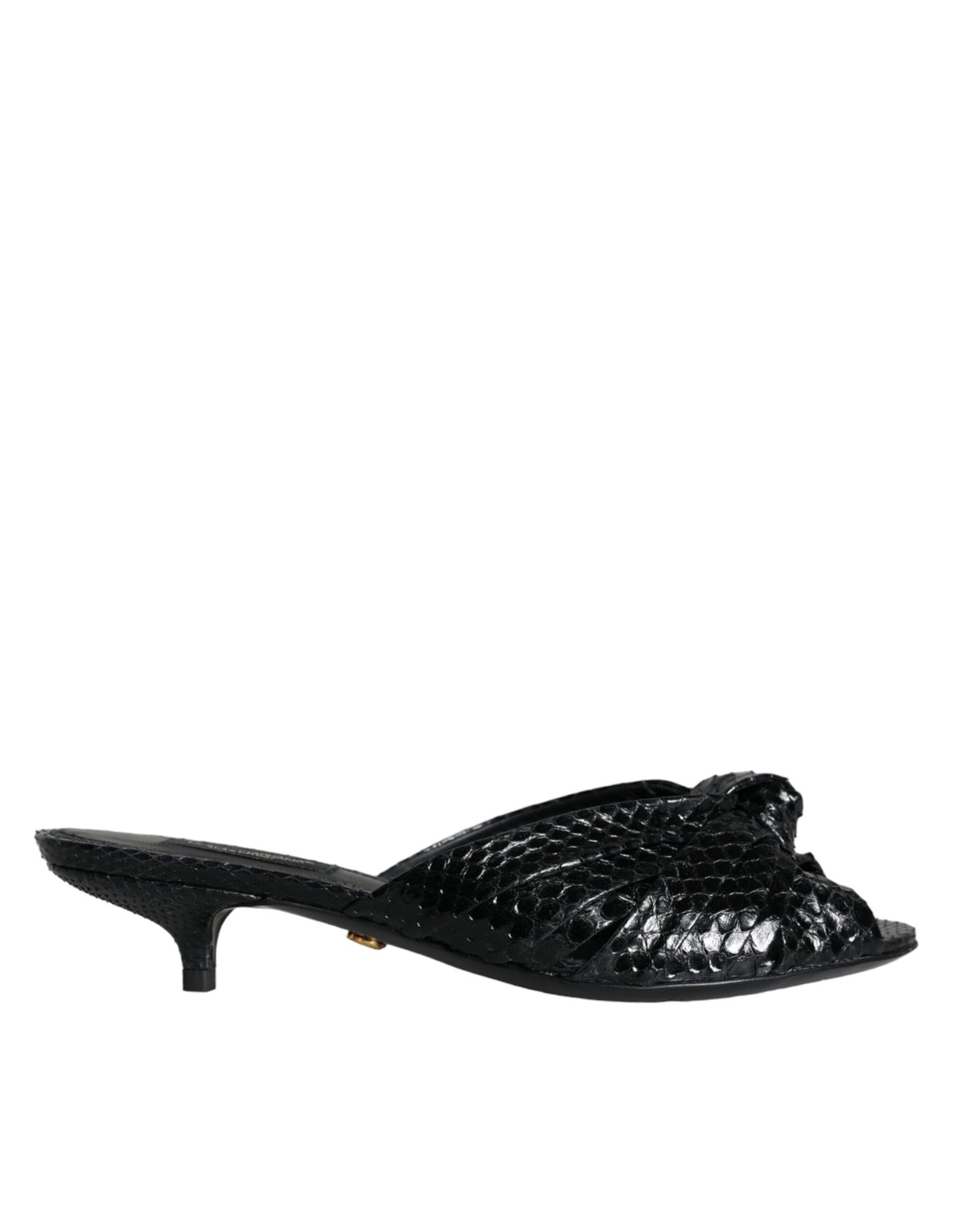 Dolce & Gabbana Black Leather Heels Slides Sandals Shoes -   -  Dolce & Gabbana.