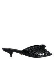 Dolce & Gabbana Black Leather Heels Slides Sandals Shoes -   -  Dolce & Gabbana.