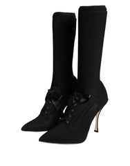 Dolce & Gabbana Black Stiletto Heels Mid Calf Boots Shoes -   -  Dolce & Gabbana.