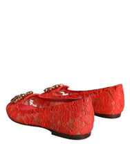 Dolce & Gabbana Coral Lace Crystal Ballet Flats Loafers Shoes -   -  Dolce & Gabbana.