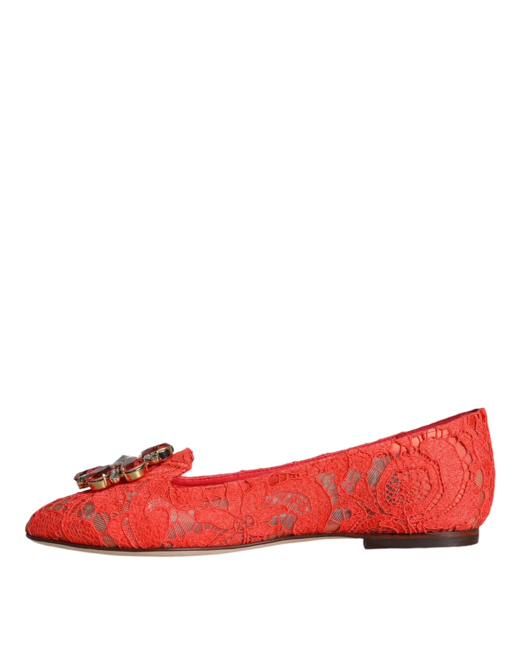 Dolce & Gabbana Coral Lace Crystal Ballet Flats Loafers Shoes -   -  Dolce & Gabbana. Dolce & Gabbana Coral Lace Crystal Ballet Flats Loafers Shoes -   -  Dolce & Gabbana.