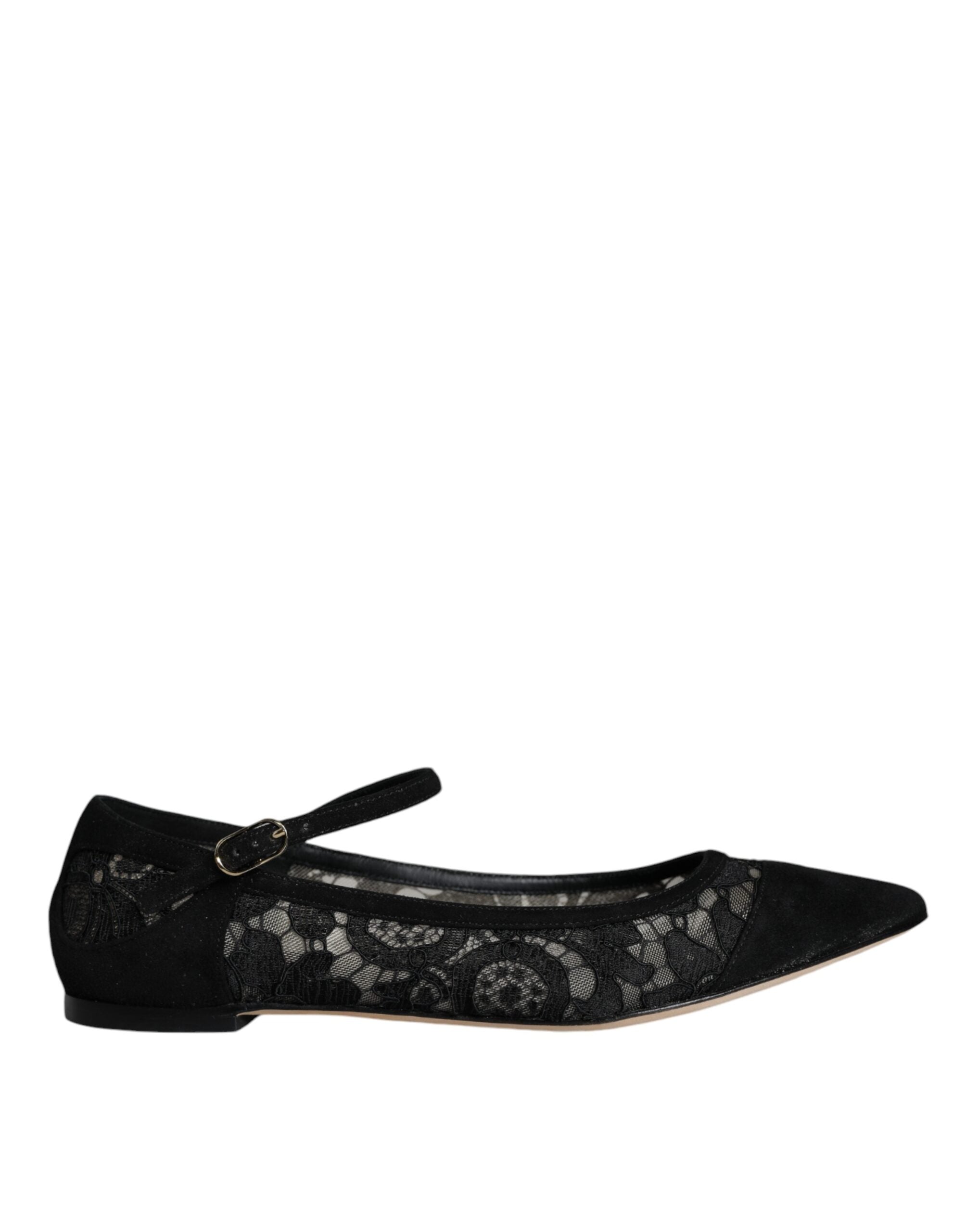 Dolce & Gabbana Black Taormina Lace Bellucci Flats Shoes -   -  Dolce & Gabbana.