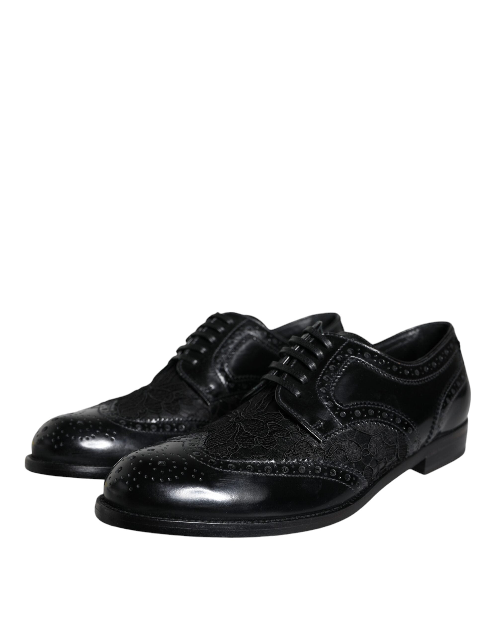 Dolce & Gabbana Black Leather Floral Lace Dress Formal Shoes -   -  Dolce & Gabbana. Dolce & Gabbana Black Leather Floral Lace Dress Formal Shoes -   -  Dolce & Gabbana.