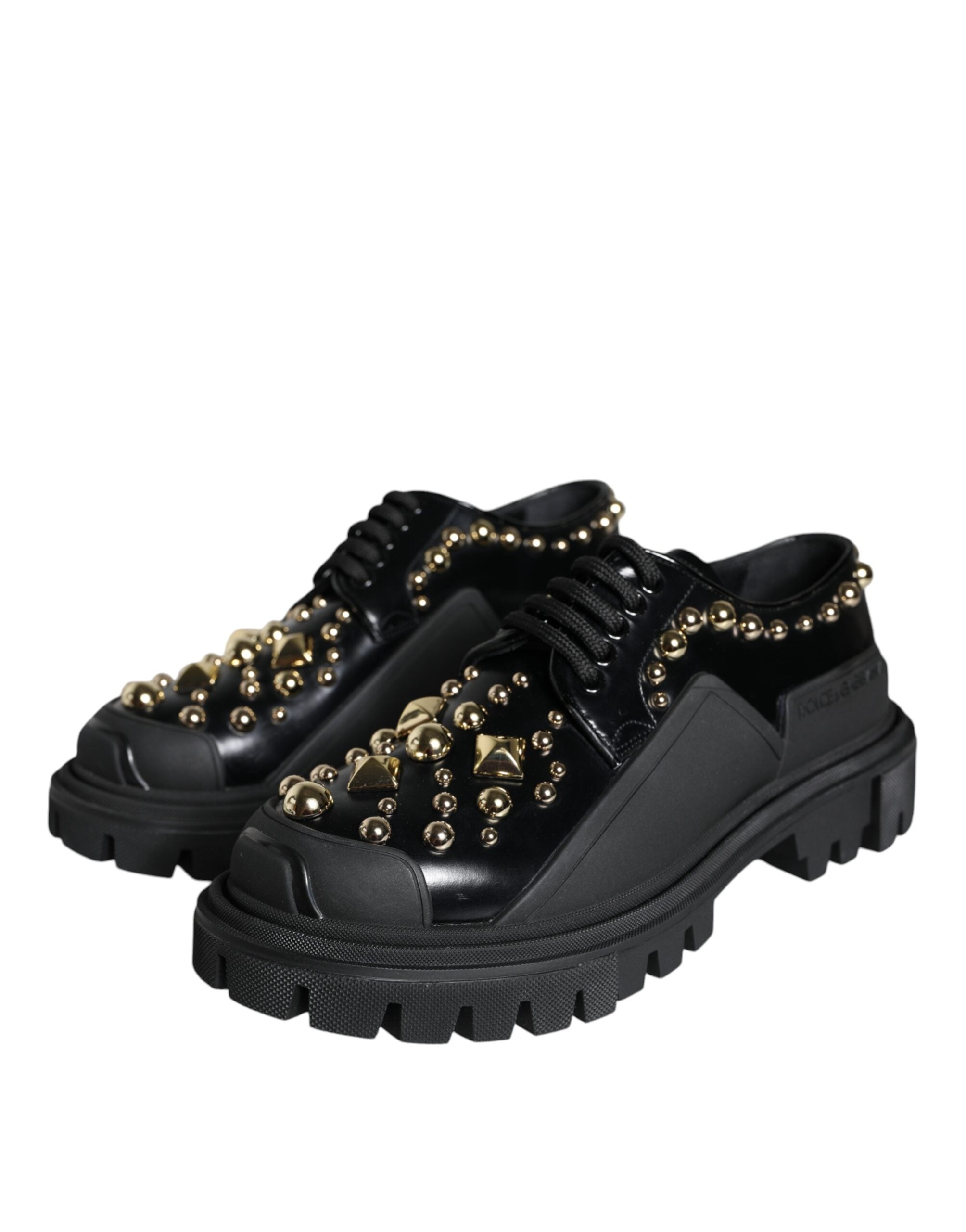 Dolce & Gabbana Black Leather Trekking Derby Embellished Shoes -   -  Dolce & Gabbana. Dolce & Gabbana Black Leather Trekking Derby Embellished Shoes -   -  Dolce & Gabbana.