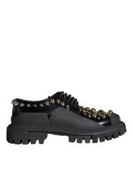 Dolce & Gabbana Black Leather Trekking Derby Embellished Shoes -   -  Dolce & Gabbana.