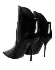 Dolce & Gabbana Black Patent Leather Pointed Ankle Boots Shoes -   -  Dolce & Gabbana.