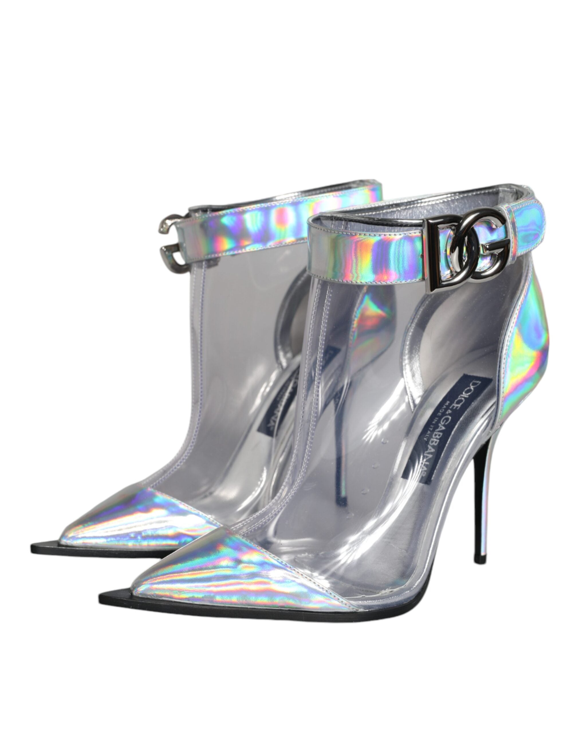 Dolce & Gabbana Silver Iridescent PVC Pointed Short Boots Shoes -   -  Dolce & Gabbana. Dolce & Gabbana Silver Iridescent PVC Pointed Short Boots Shoes -   -  Dolce & Gabbana.