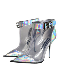 Dolce & Gabbana Silver Iridescent PVC Pointed Short Boots Shoes -   -  Dolce & Gabbana.