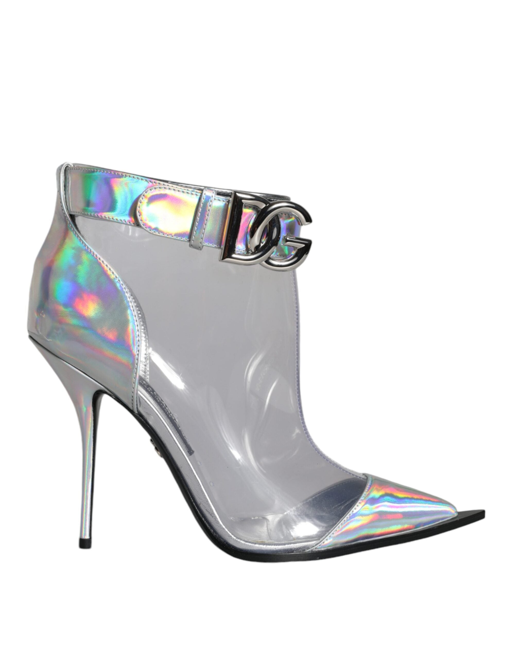 Dolce & Gabbana Silver Iridescent PVC Pointed Short Boots Shoes -   -  Dolce & Gabbana.