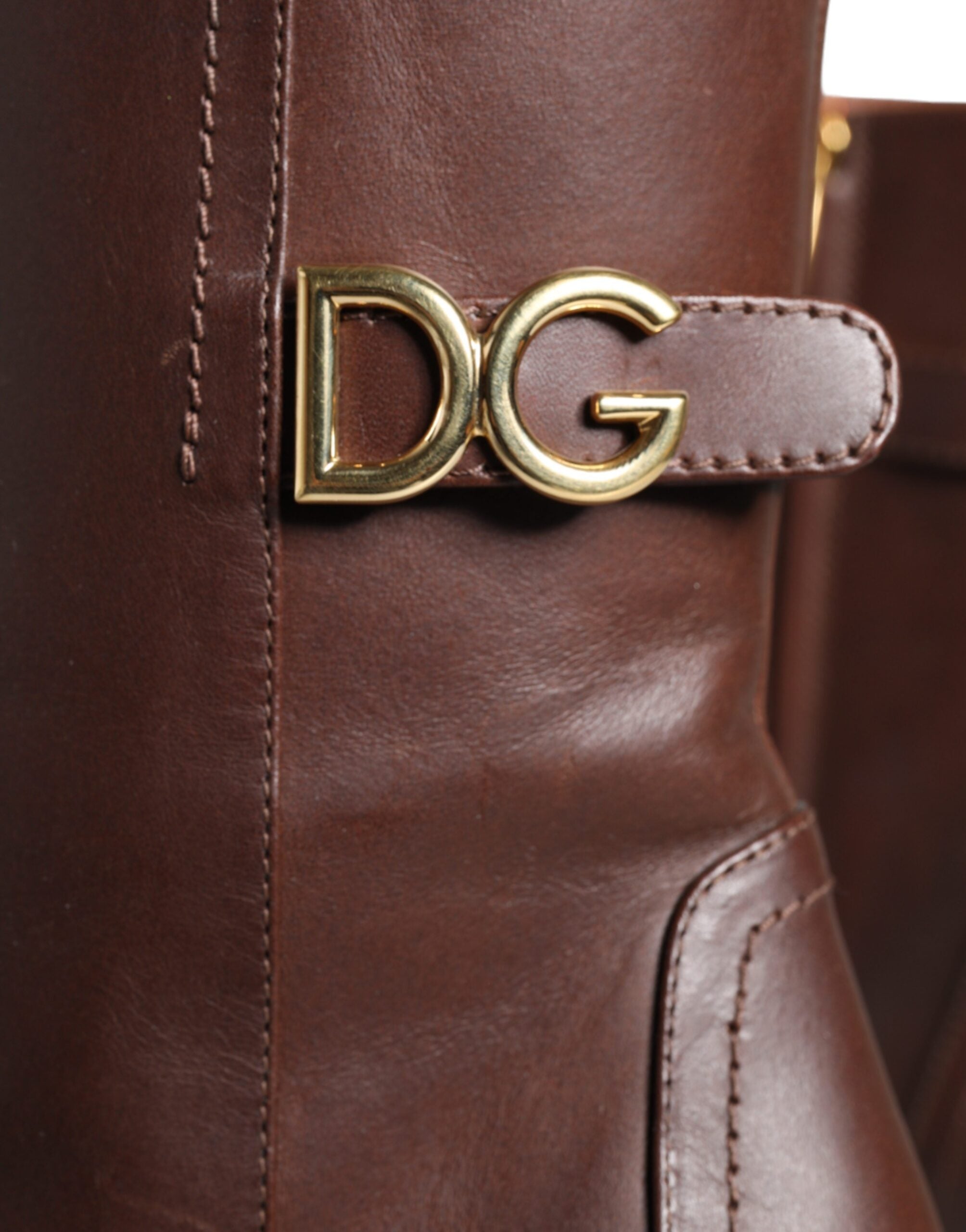 Dolce & Gabbana Brown Leather Heels Mid Calf Boots Shoes -   -  Dolce & Gabbana. Dolce & Gabbana Brown Leather Heels Mid Calf Boots Shoes -   -  Dolce & Gabbana.