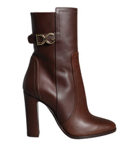 Dolce & Gabbana Brown Leather Heels Mid Calf Boots Shoes -   -  Dolce & Gabbana.