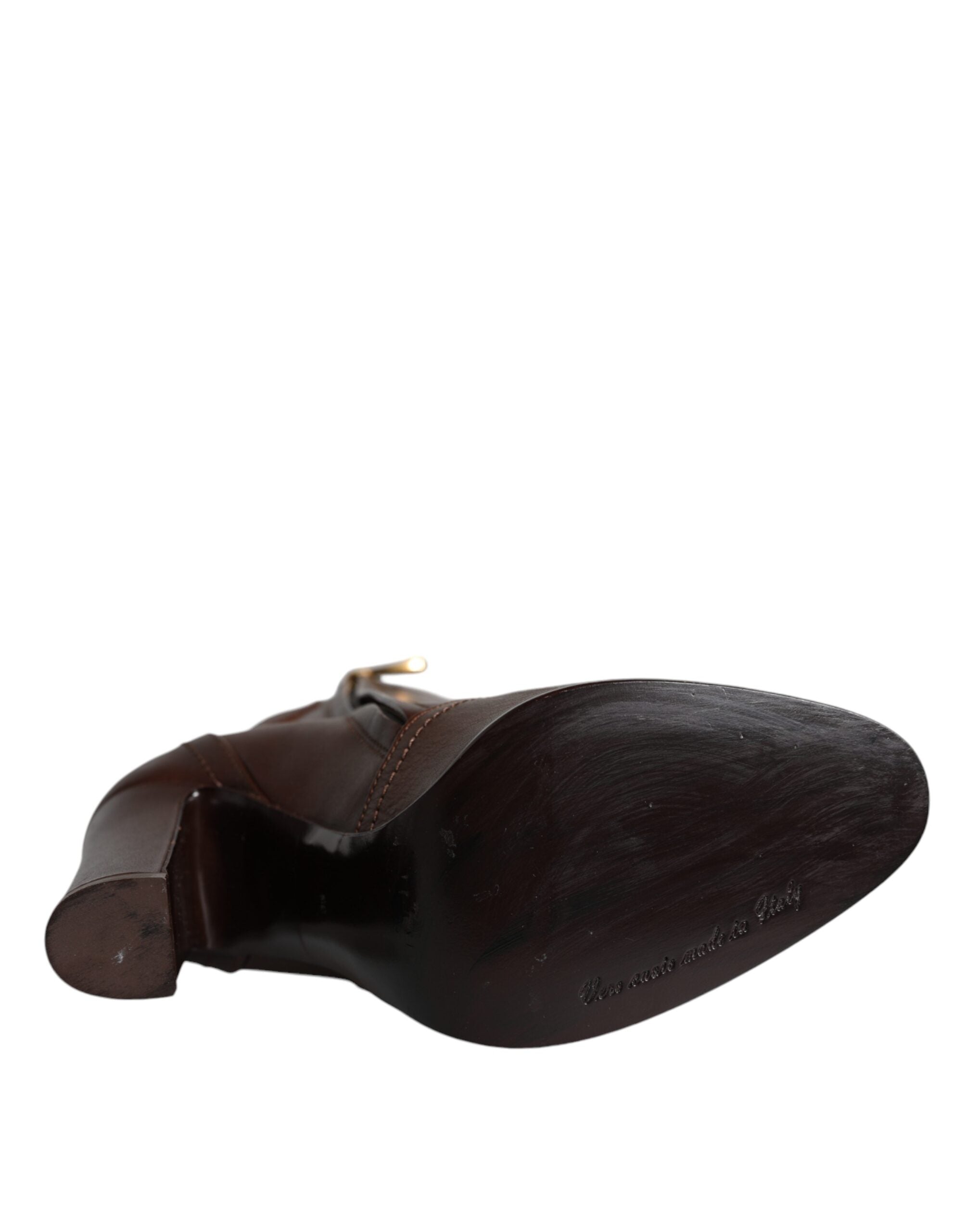 Dolce & Gabbana Brown Leather Heels Mid Calf Boots Shoes -   -  Dolce & Gabbana. Dolce & Gabbana Brown Leather Heels Mid Calf Boots Shoes -   -  Dolce & Gabbana.