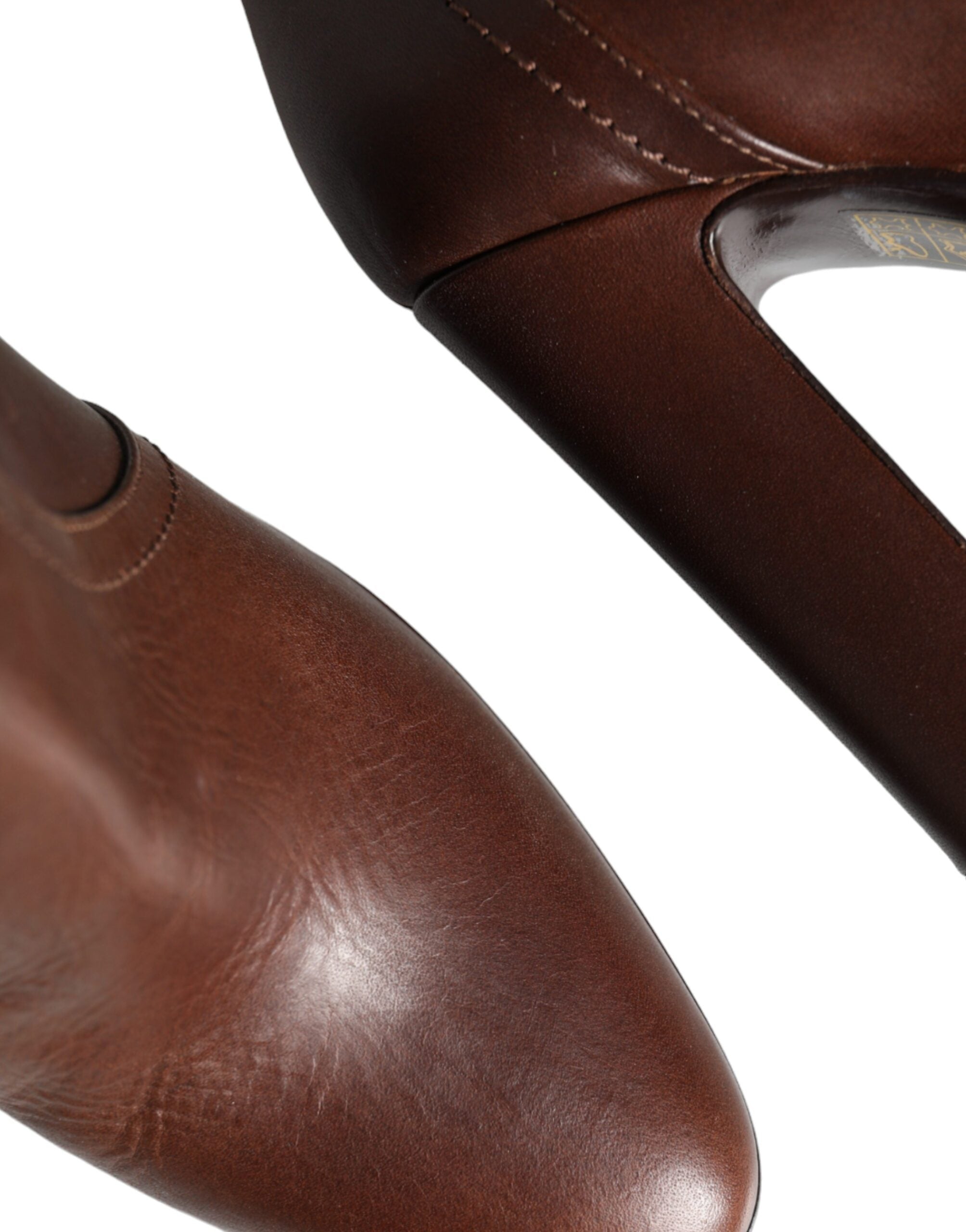 Dolce & Gabbana Brown Leather Heels Mid Calf Boots Shoes -   -  Dolce & Gabbana. Dolce & Gabbana Brown Leather Heels Mid Calf Boots Shoes -   -  Dolce & Gabbana.